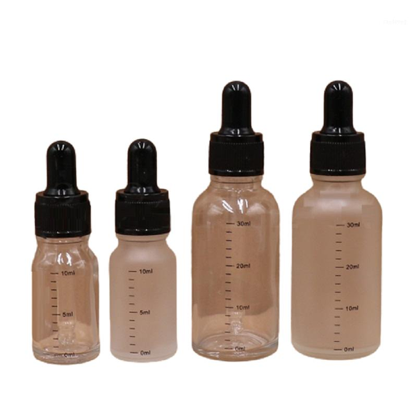 

storage bottles & jars empty clear white frost graduated glass dropper bottle 10ml30ml black cap travel cosmetic packaging essential oil via