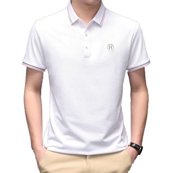 

men's polos mens brand cotton shirt plus size 3xl 4xl 100kg fashion casual short sleeve for summer solid a06291512, White;black