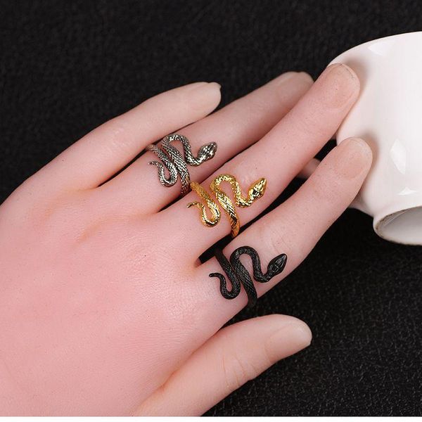 

adjustable snake ring for men women retro animal rings punk gothic jewelry, Silver