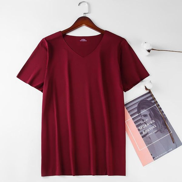 

men's traceless ice silk t-shirt. summer short sleeves. v-neckline slim fit. upper half sleeve 1402-bs02-1 t-shirts, White;black