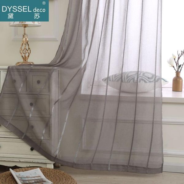

curtain & drapes dyssel deco modern brown linen striped snow sheer tulle european style home window curtains for kitchen living room bedroom