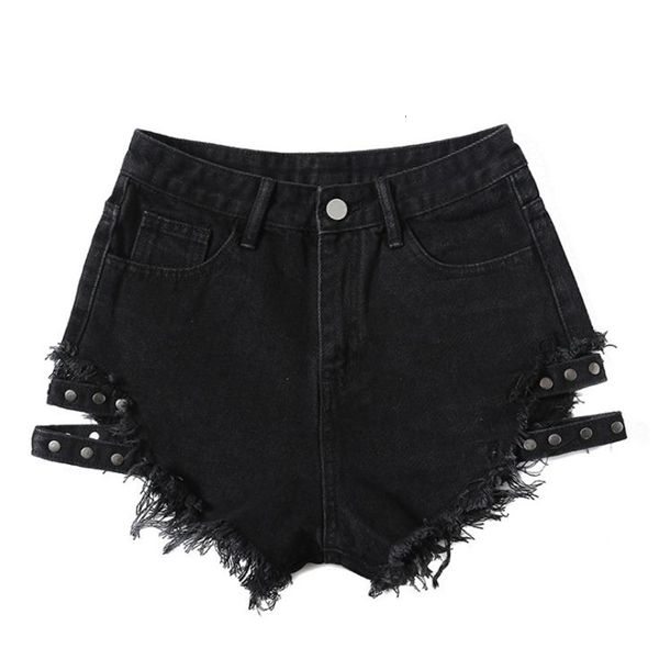 

women's shorts spring summer women's loose denim wide leg fashion tassel rivet cowboy female high waist j3088 qouz, White;black