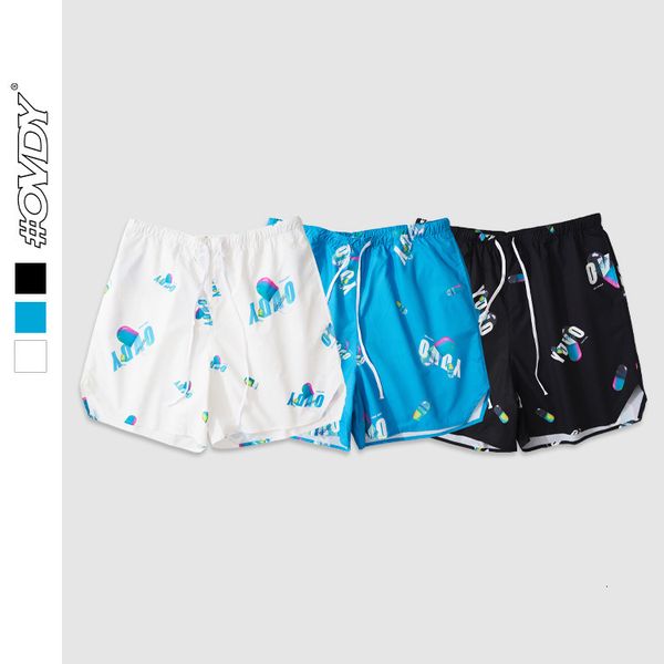 

shorts wxwovdy men's 2021 spring and summer fashion brand creative capsule full print casual loose woven short sleeve, White;black