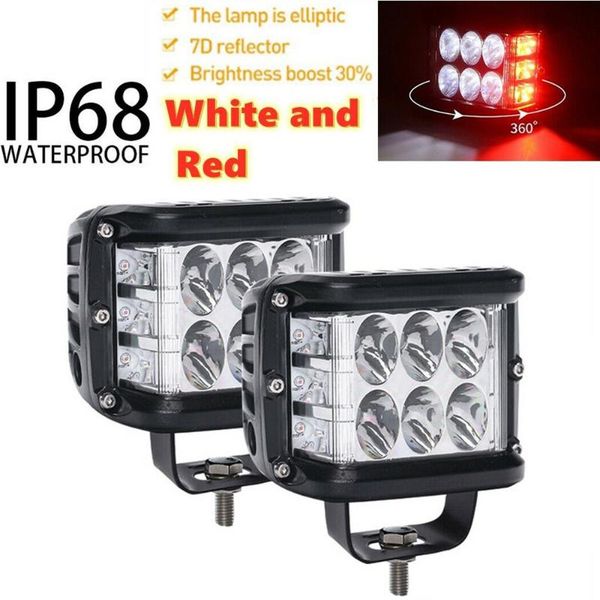 

working light 12led work 45w 9000lm waterproof white & red 10-30 v dc lamp suv