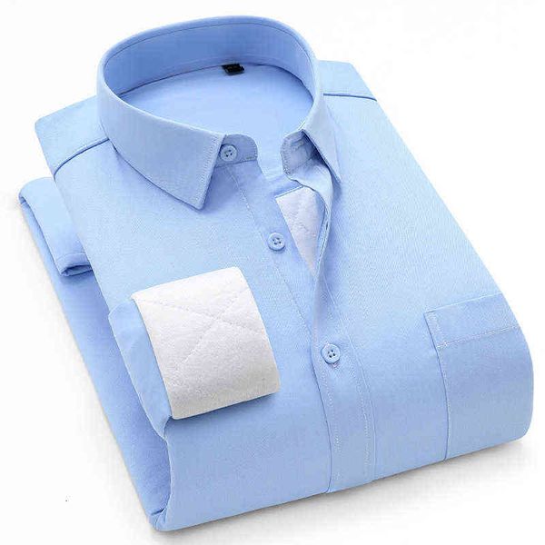 

groom shirt warm men's busins casual long sleeved winter plush thickened solid white shirt slim fit and formal drs, Black