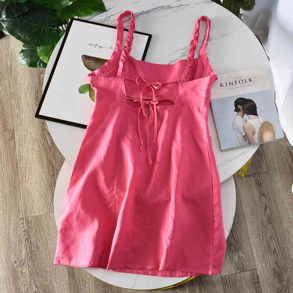 

dress womens summer slim waist midi dress color linen sling split casual temperament womens simple fashion, Black;gray