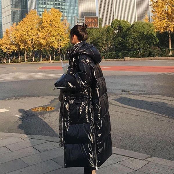 

black winter warm hooded down fashion women cotton coat parkas outerwear1