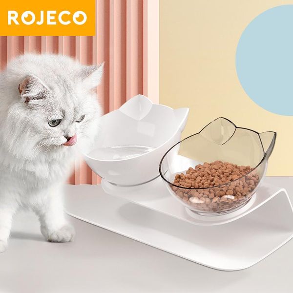 

cat bowls & feeders rojeco non slip double bowl pet food for feeding raised water with stand elevated feeder drinking
