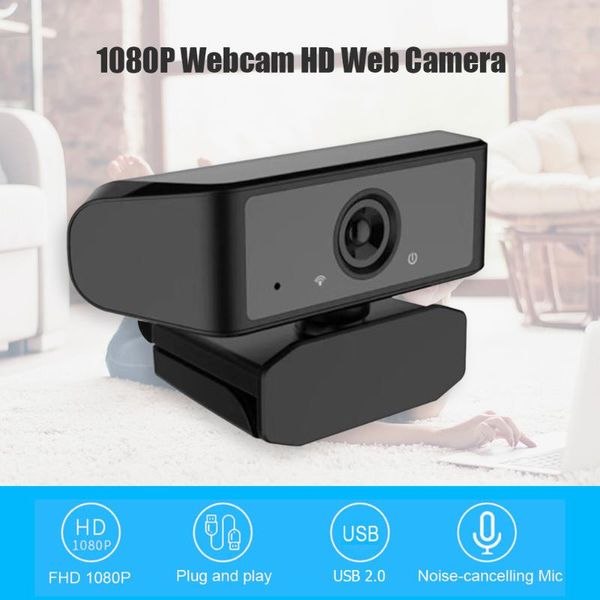 

webcams 2mp 1080p hd webcam w/ mic usb plug n play web camera for windows computer android tv digital video recorder home office