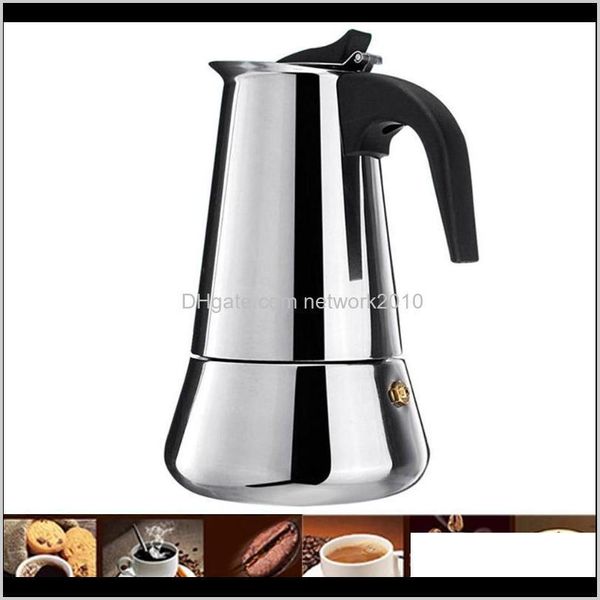 Pentole Utensili da caffè Cucina, Sala da pranzo Bar Casa Giardino Drop Delivery 2021 Macchine in acciaio inossidabile Espresso Moka Pot Percolatore Strumento Bollitore per birra 1