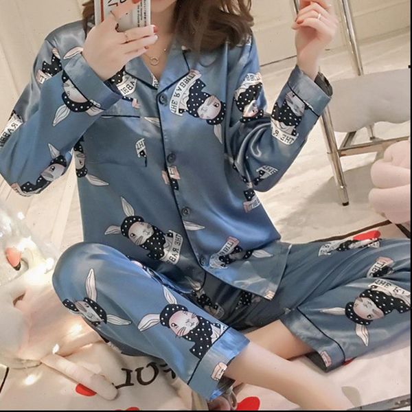 

home clothes cartoon print womens sleepwears pajamas pants cotton silk soft pijama set mujer long sleeve loungewear sleepwear, Black;red