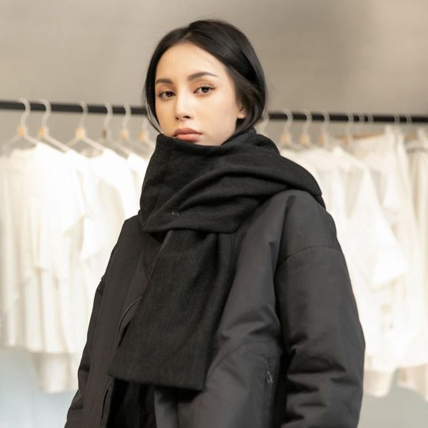 

scarves black brief women temperament keep warm hooded scarf long personality fashion tide autumn winter 2021 1dd1731, Blue;gray