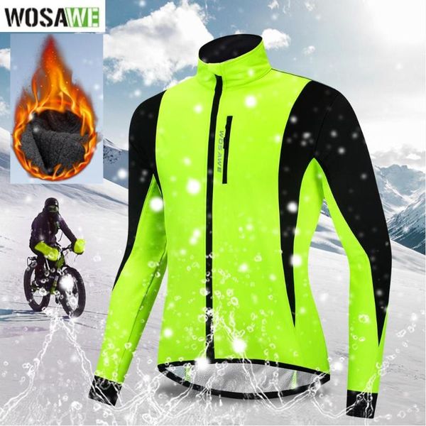 

racing jackets wosawe winter warm up thermal fleece men cycling jacket bicycle mtb bike clothes windproof waterproof riding long jersey, Black;red