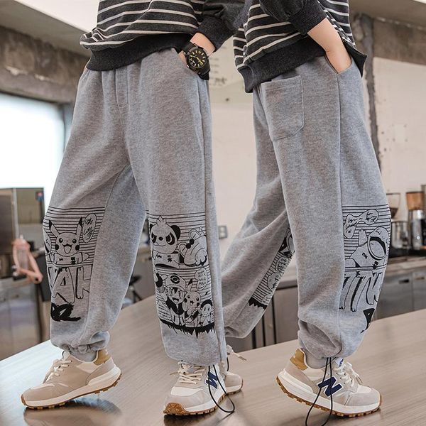 

trousers european kids boys casual pants anime print jogger knitted sweat cartoon design 3-13yrs big boy children's, Blue