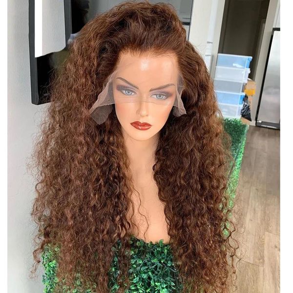 

lace wigs brown curly 13x6 front wig 360 frontal for women brazilian remy preplucked human hair babyhair 200% density glueless, Black;brown