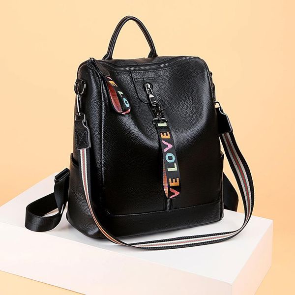 

backpack bag women's double shoulder 2021 fashion korean leisure single cowhide