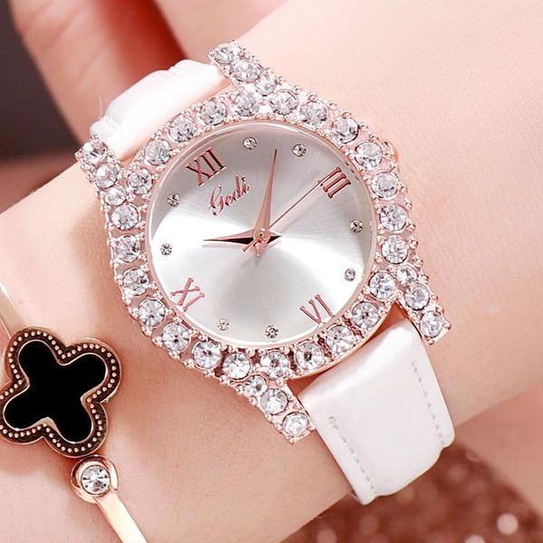 

wristwatches bracelet watches women waterproof watch rose gold diamond ladies clock relogio feminino, Slivery;brown