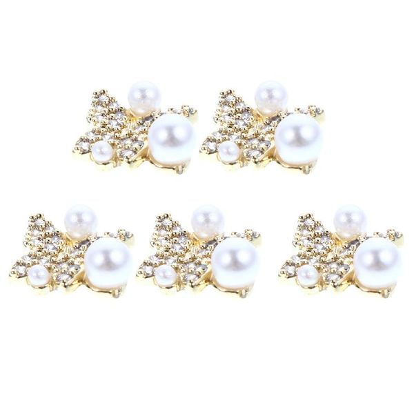 

5pcs diy nail art decorations studs 3d design manicure jewelries, Silver;gold