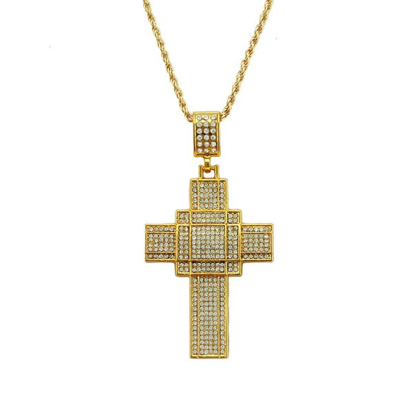 

for chains men pendant hip hop amulet neck s necklace full diamond three-dimensional cross, Silver