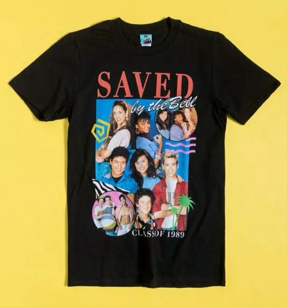 

official retro saved by the bell black t-shirt, White;black