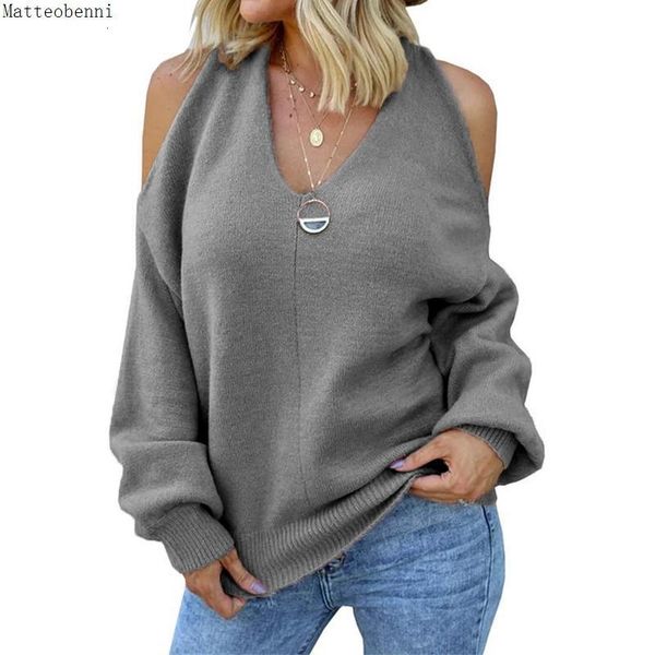 

sweaters v -neck sweater off -shoulder knitted fashion casual loose cross backless pullover street women 's pink jumper, White;black