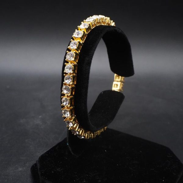 

link, chain luxury 5mm cubic zirconia tennis bracelets iced out crystal wedding bracelet for women men jewelry gold, Black