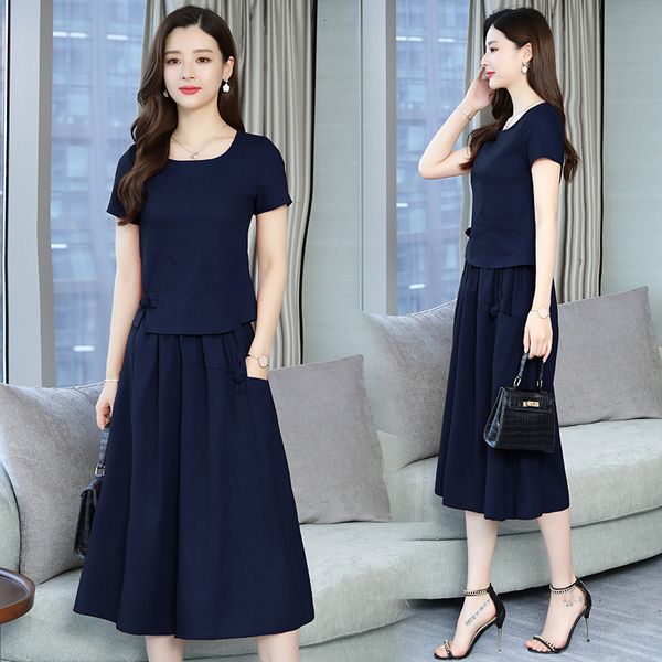 

dresses short sleeve dress women's 2021 new korean suit skirt two piece summer fashion, Black;gray