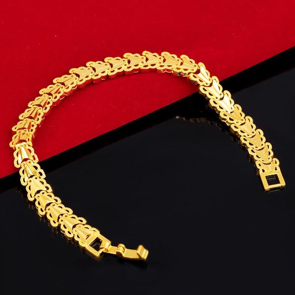 

link, chain vietnam sand gold thai women's bracelet bangle plated wrist heart shaped jewelry wedding christmas gift, Black