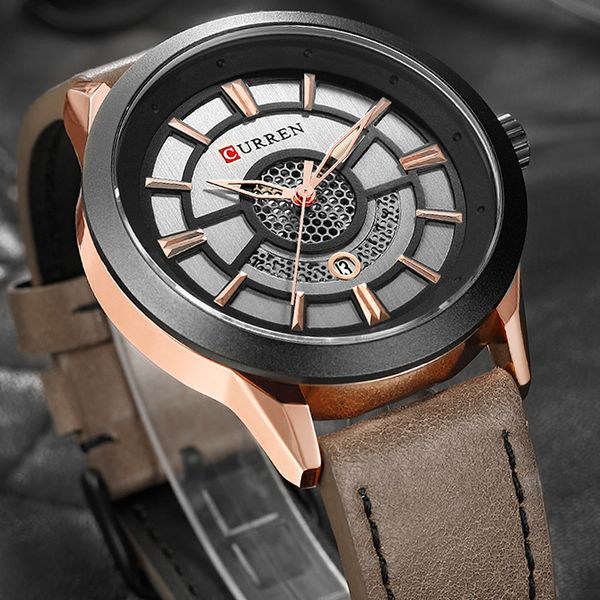 CURREN Orologio da uomo sportivo sportivo orologi al quarzo moda casual impermeabile orologio da polso maschile in pelle data orologio Relogio Masculino 210517