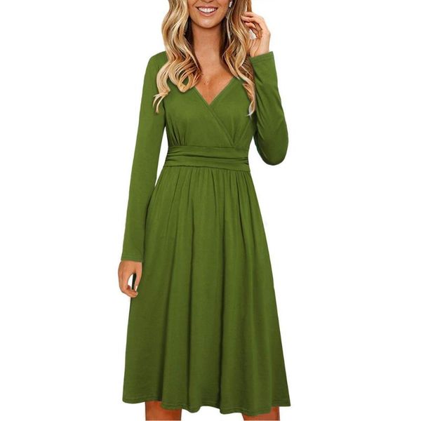 

floral boho beach dresses women v neck long sleeve front high waisted solid flowy fit and flare print dress casual, Black;gray