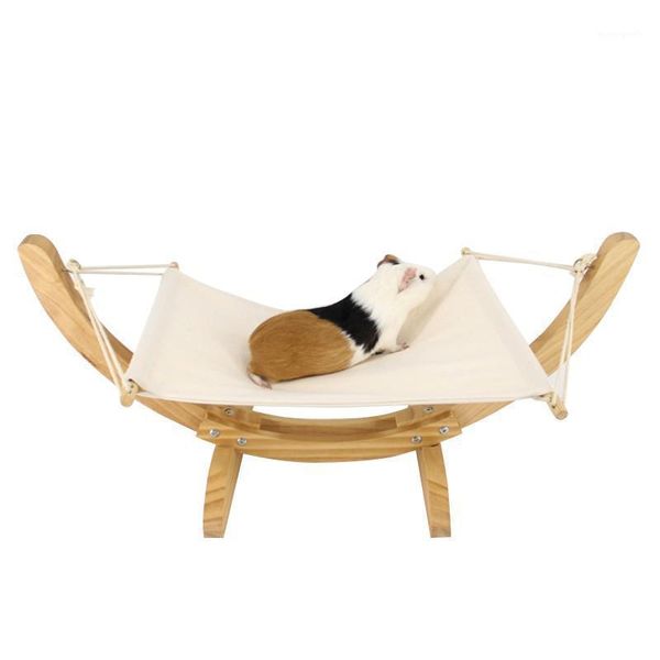 

cat beds & furniture pet hamster rocking chair breathable hammock tent for solid wood hanging assembled swing bed sleeping cradle supplies1