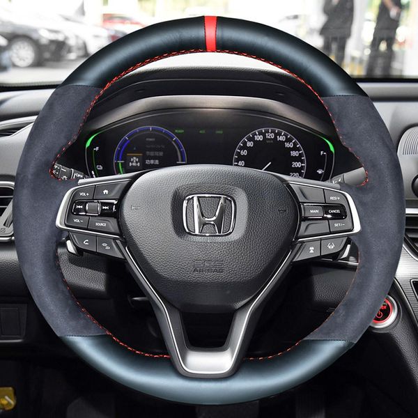 

for honda elysion odyssey accord diy custom leather hand-sewn car interior steering wheel cover
