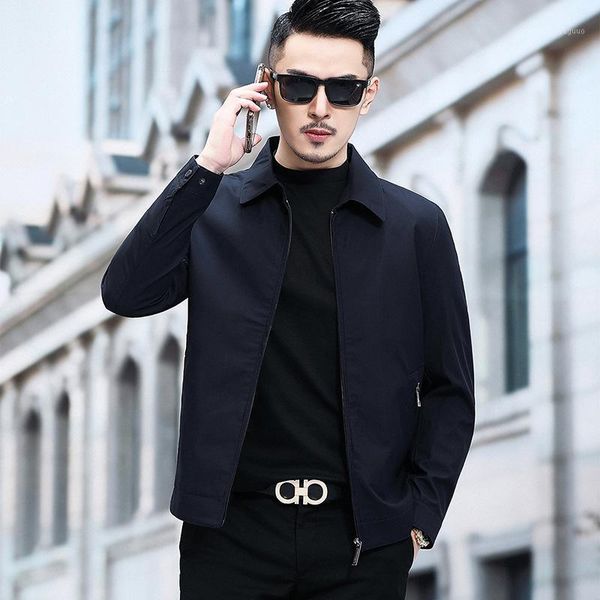 

spring young middle aged men's casual jacket lapel collar business jackets, Black;brown
