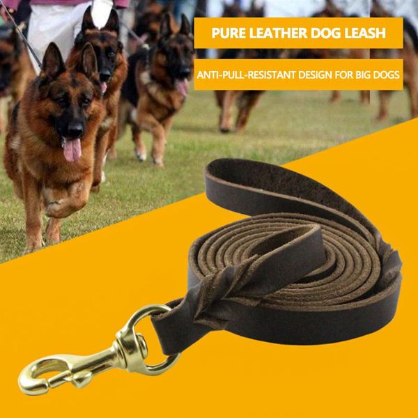 

braided leather dog leash pet k9 walking training lead for medium large dogs german shepherd gift clicker collars & leashes