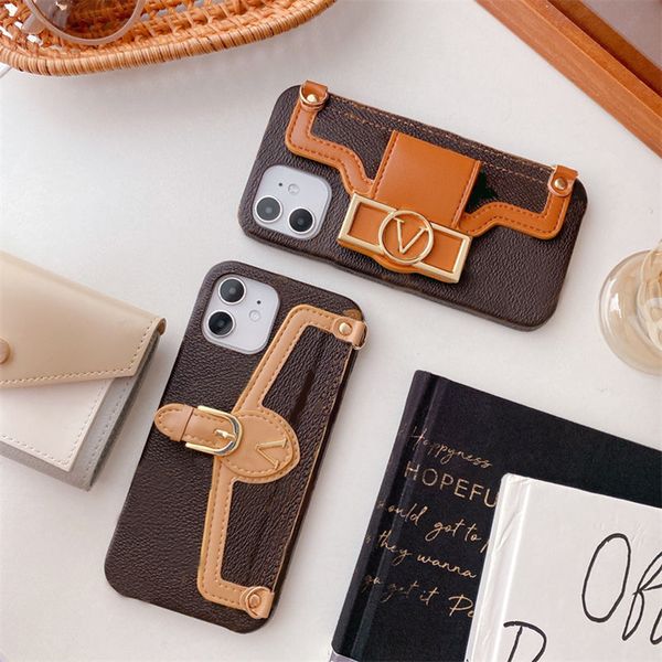 

Designers Phone Cases for iPhones Luxurys iPhone 13 Mobile Phones Case ultra thin protector Pendant bracket anti-collision high quality good, Brown