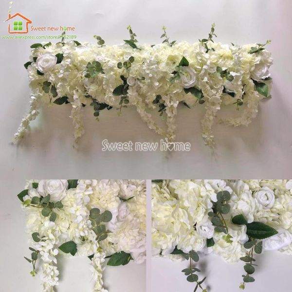 

artificial silk rose flower runners for wedding backdrop or table decoration 60x25cm 6pcs/lot decorative flowers & wreaths