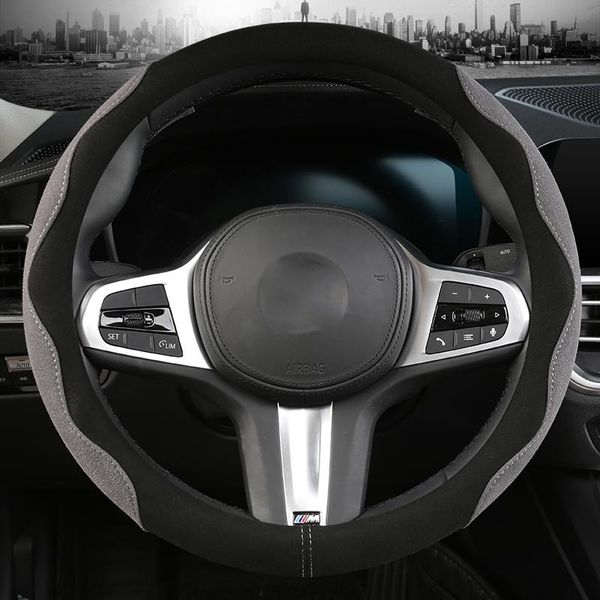 

steering wheel covers car-styling cover suede cow leather 37-38cm cars anti slip breathable universal auto accessories