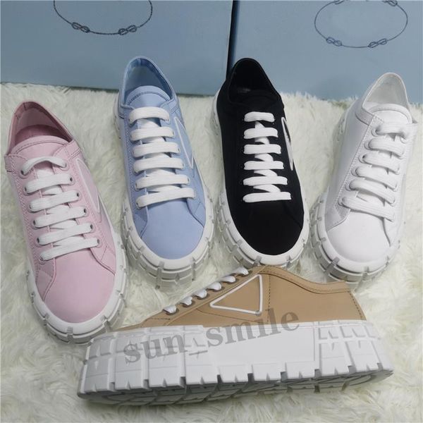 

womens nylon low gabardine sneakers lady fashion casual shoes triple black white canvas platform sneaker women party leisure trainer prad t
