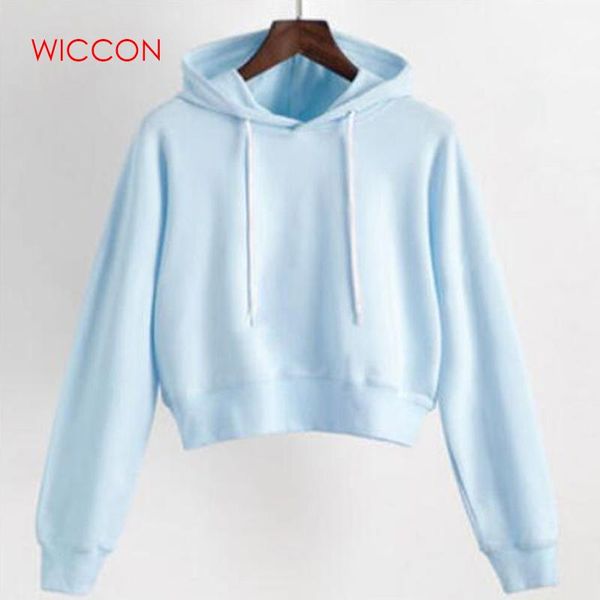 

women's hoodies & sweatshirts women plain crop solid long sleeve ladies hooded pullover summer autumn fashion girl clothing, Black