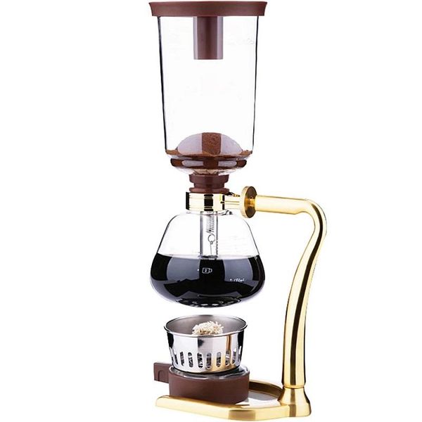 

retro household stainless steel siphon pot glass coffee appliance manual brewing gold-plated set 3cups roasters