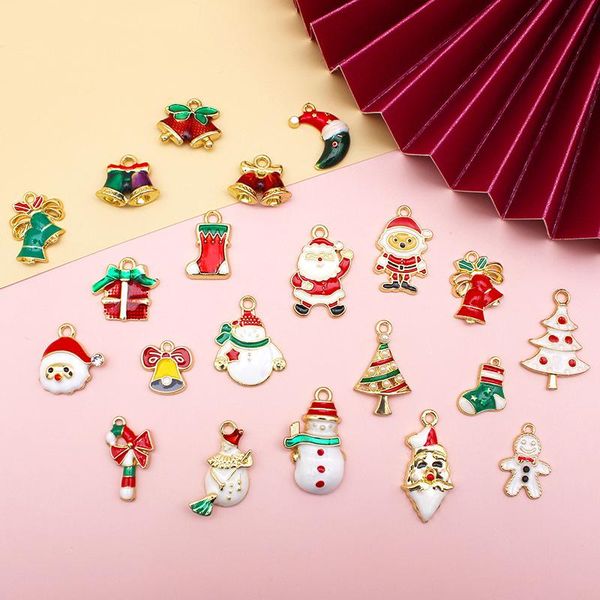 

charms 10pcs alloy enamel pendant christmas series diy jewelry accessories tree elderly for bangles, Bronze;silver
