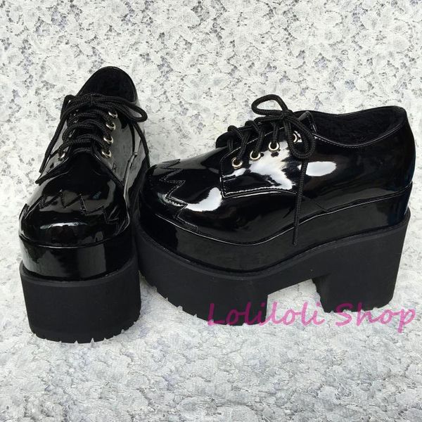 

princess sweet gothic lolita shoes loliloliyoyo antaina japanese design custom black bright skin thick heel 5018s-1 dress