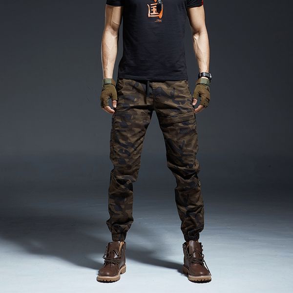 

men's pants sweatpants male cargo casual multi-pocket overalls large straight drawstring elastic tide brand harem trousers bz73, Black