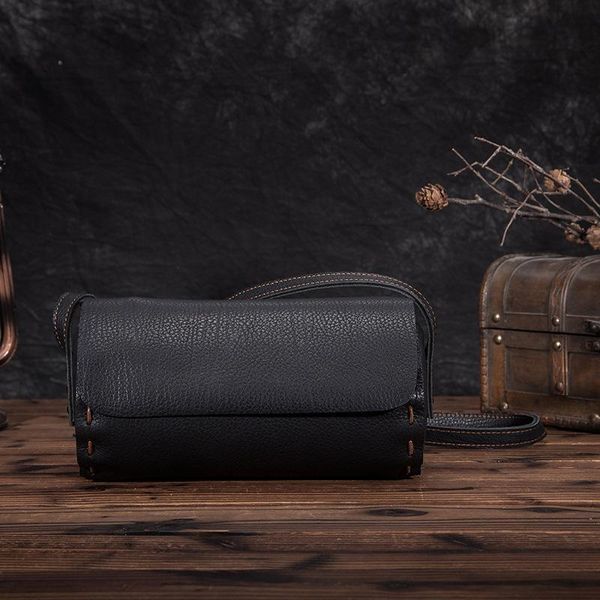 

evening bags retro genuine leather crossbody for women 2021 simple small bag first layer cowhide solid color shoulder