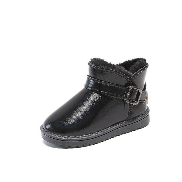 

kids boots childrens shoes boys girls footwear autumn winter leather snow boot warm b8984, Black;grey