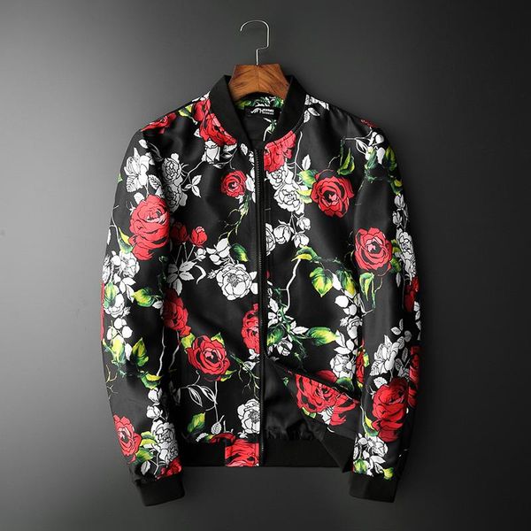 

jackets classic designer bomber men club outfit oversize 5xl mens floral jacket 2021 spring fashion print male men's, Black;brown
