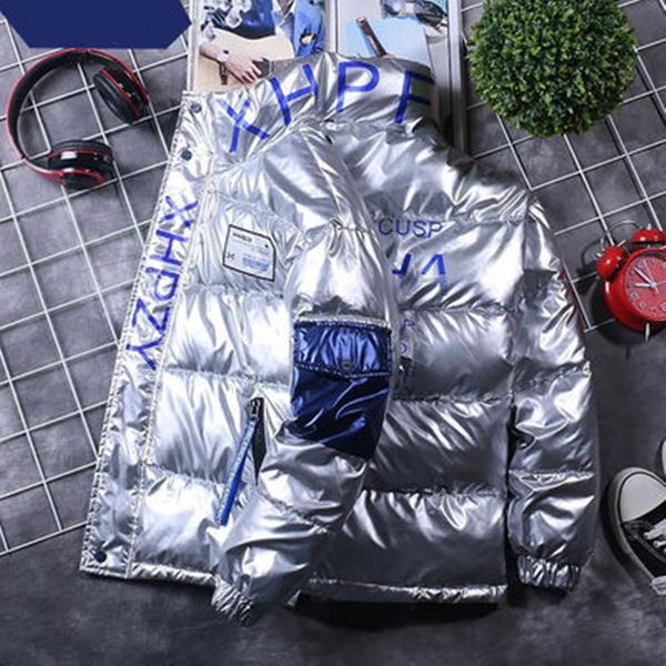 

man glossy down parkas fashion trend letter couples thicken zipper hooded outerwears designer winter male luxury bread punk jackets coats, Black