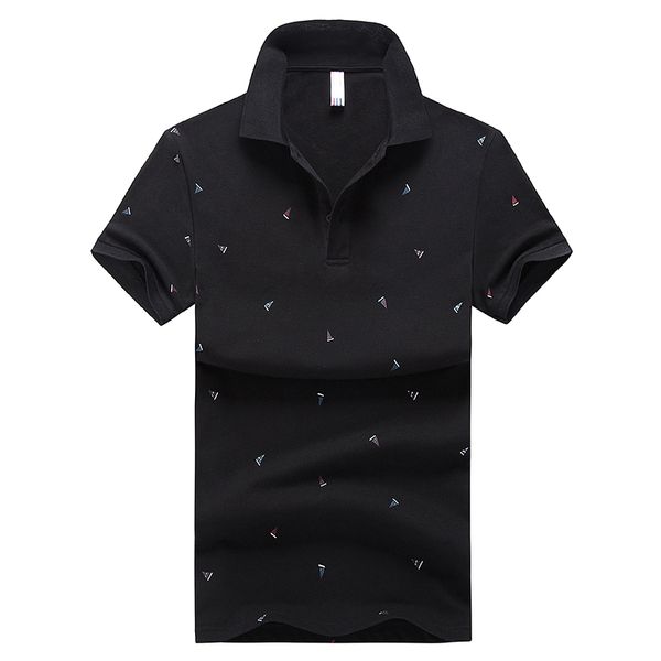 

men's polos polo shirt style summer fashion printed lapel men cotton short sleeve wholesale camisas slim fit casual male brand appm, White;black