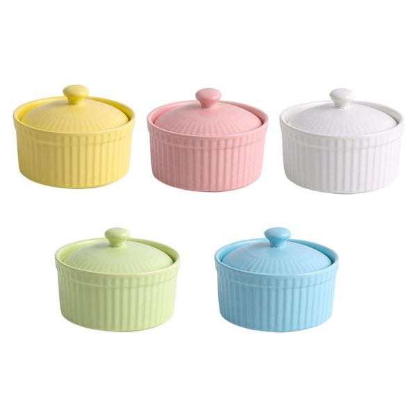

bowls 5pcs practical soufflÃ© ceramic pudding with lid (assorted color)