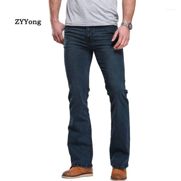 Jeans Masculino Calças Masculinas Boot Cut de Alta Qualidade Ligeiramente Alargadas Slim Fit Marca Azul Preto Calças Jeans Elásticas Lazer Confortáveis1